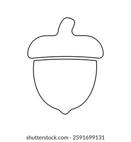 A large black outline acorn symbol on the center. Vector illustration on white background