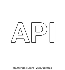 A large black outline api symbol on the center. Vector illustration on white background