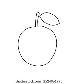 Um grande símbolo de maçã preta contorno no centro. Ilustração vetorial sobre fundo branco