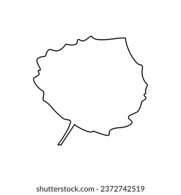 Una gran hoja negra de álamos en el centro. Ilustración del vector sobre fondo blanco