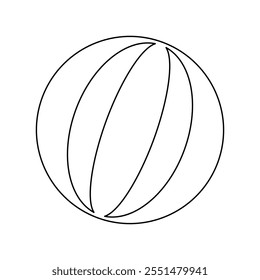 A large black outline beach ball symbol on the center. Vector illustration on white background