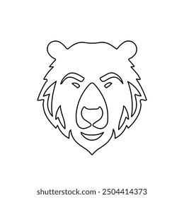 A large black outline bear head icon on the center. Vector illustration on white background