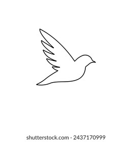 A large black outline bird symbol on the center. Vector illustration on white background
