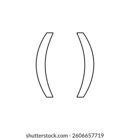 A large black outline brackets symbol on the center. Vector illustration on white background