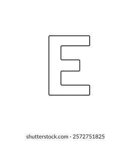 A large black outline capital letter E symbol on the center. Vector illustration on white background