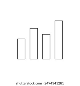Símbolo de línea de gráfico de contorno negro Grande en el centro. Ilustración vectorial sobre fondo blanco