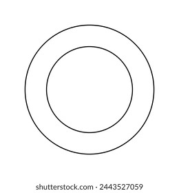 A large black outline circle symbol on the center. Vector illustration on white background