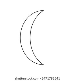 A large black outline crescent symbol on the center. Vector illustration on white background