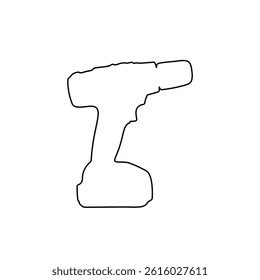 A large black outline electric screwdriver symbol on the center. Vector illustration on white background