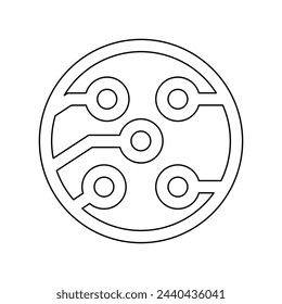 Ein großes schwarzes Umriss-elektrisches Tafel-Symbol in der Mitte. Vektorgrafik auf weißem Hintergrund