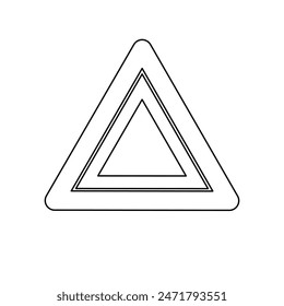 A large black outline emergency stop sign on the center. Vector illustration on white background