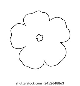 A large black outline geranium on the center. Vector illustration on white background