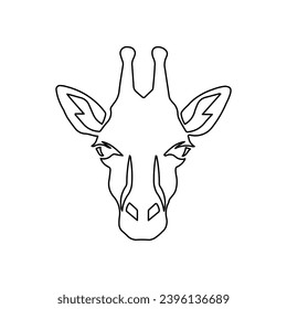 A large black outline giraffe head symbol on the center. Vector illustration on white background