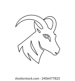 A large black outline goat's head symbol on the center. Vector illustration on white background