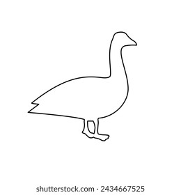 A large black outline goose symbol on the center. Vector illustration on white background