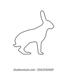 A large black outline hare symbol on the center. Vector illustration on white background