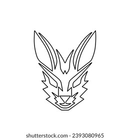 A large black outline hare's head symbol on the center. Vector illustration on white background