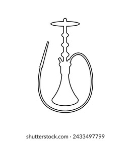A large black outline hookah symbol on the center. Vector illustration on white background
