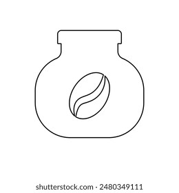 A large black outline instant coffee symbol on the center. Vector illustration on white background