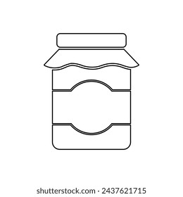 A large black outline jar of jam symbol on the center. Vector illustration on white background