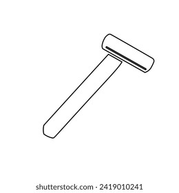 A large black outline mens razor symbol on the center. Vector illustration on white background
