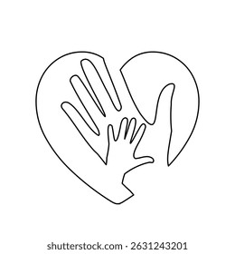 Uma mãe grande contorno preto com símbolo de bebê no centro. Ilustração vetorial sobre fundo branco