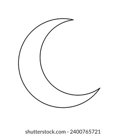 A large black outline moon symbol on the center. Vector illustration on white background