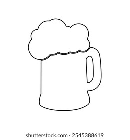 A large black outline mug beer symbol on the center. Vector illustration on white background