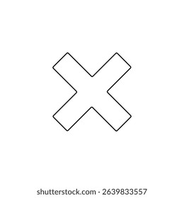 A large black outline multiplication symbol on the center. Vector illustration on white background