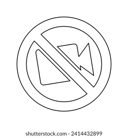 A large black outline no video symbol on the center. Vector illustration on white background