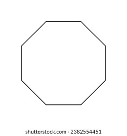 A large black outline octagon symbol on the center. Vector illustration on white background