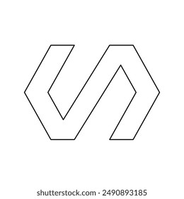 Ein großes, schwarzes Umriss-Polymer-Symbol in der Mitte. Vektorillustration auf weißem Hintergrund
