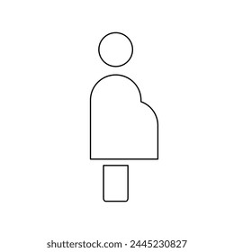 A large black outline pregnant woman symbol on the center. Vector illustration on white background