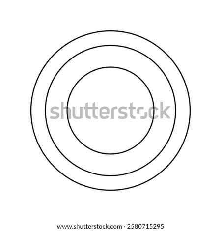 A large black outline radio button symbol on the center. Vector illustration on white background