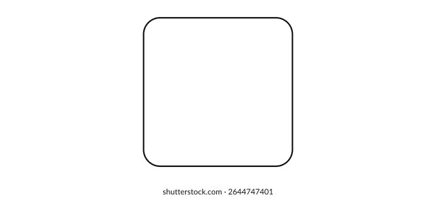 A large black outline rounded square symbol on the center. Vector illustration on white background