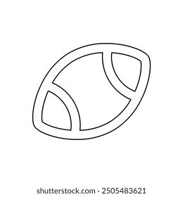 A large black outline rugby symbol on the center. Vector illustration on white background