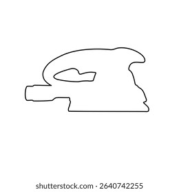 A large black outline sanding machine symbol on the center. Vector illustration on white background