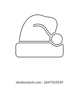 A large black outline santa claus hat symbol on the center. Vector illustration on white background