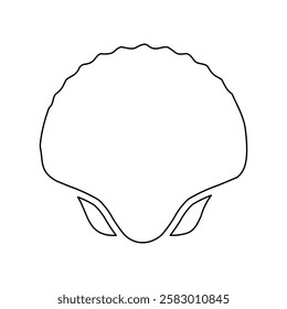 A large black outline sea shell symbol on the center. Vector illustration on white background