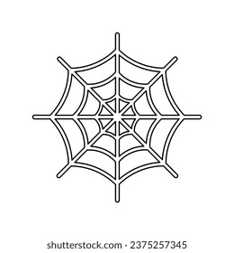 A large black outline spider web symbol on the center. Vector illustration on white background