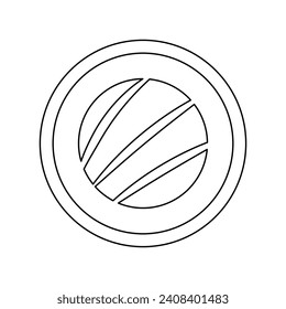 A large black outline sushi roll symbol on the center. Vector illustration on white background