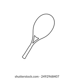 A large black outline tennis racket symbol on the center. Vector illustration on white background