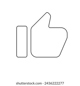 A large black outline thumb up symbol on the center. Vector illustration on white background