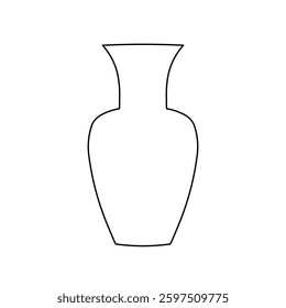 A large black outline vase on the center. Vector illustration on white background
