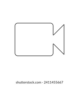 A large black outline video camera symbol on the center. Vector illustration on white background