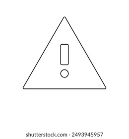 Un Grande símbolo de advertencia de contorno negro en el centro. Ilustración vectorial sobre fondo blanco