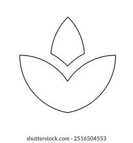 A large black outline water lily symbol on the center. Vector illustration on white background