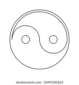 A large black outline yin yang symbol on the center. Vector illustration on white background