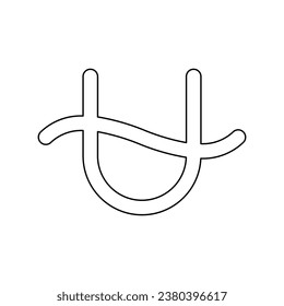 A large black outline zodiac ophiuchus symbol on the center. Vector illustration on white background