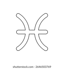 A large black outline zodiac pisces symbol on the center. Vector illustration on white background